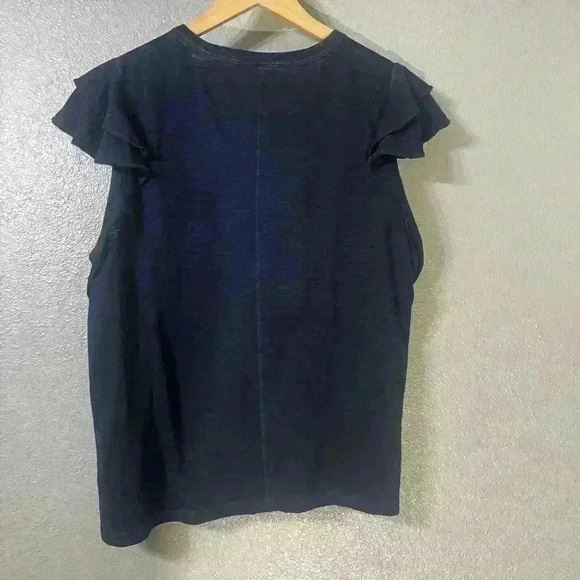 Veronica Beard Akeela Ruffle Sleeve Tee - Size L - Picture 4 of 4